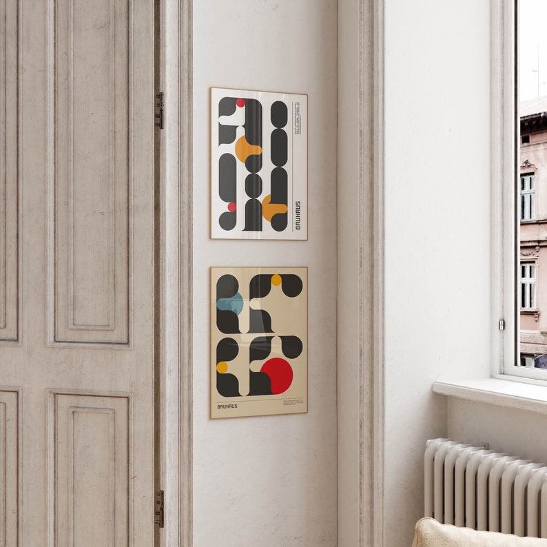 Büyük Bauhaus Seti / Modern Minimal Galeri Seti: Çizgiler, Tipografi ve Geometrik Formlar Art101.shop