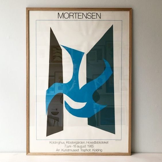 Richard Mortensen - Mortensen Artwork - Blue Shape - Exhibition Poster - 1980 - Abstract Poster My Store