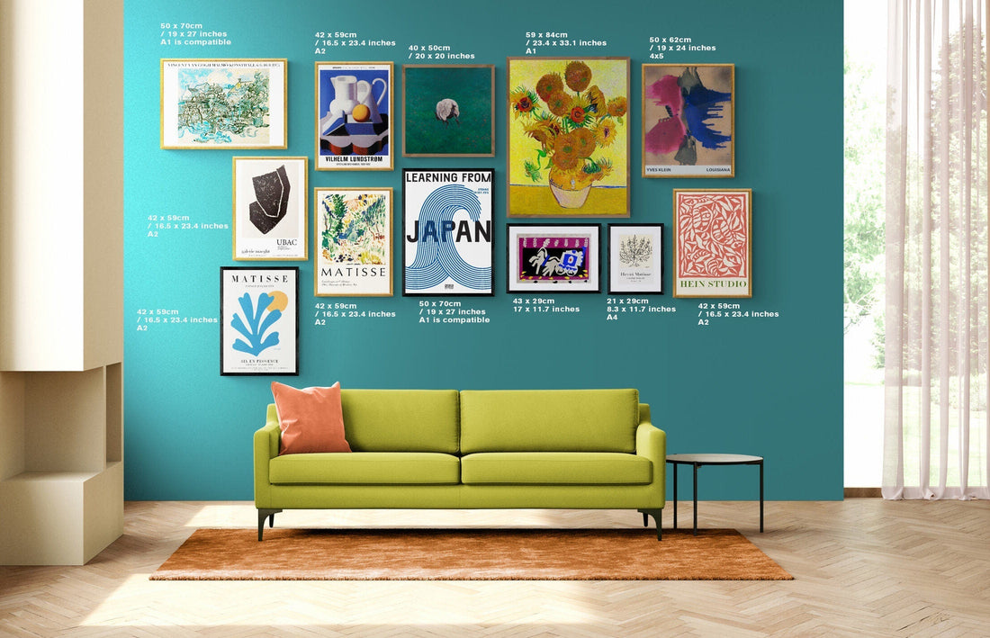 Great Eclectic Set - Modern Home - Boho Eclectic Home Decoration / 12 Pieces - Matisse - Klein - Van Gogh - Ubac / Maximalist Wall Art My Store