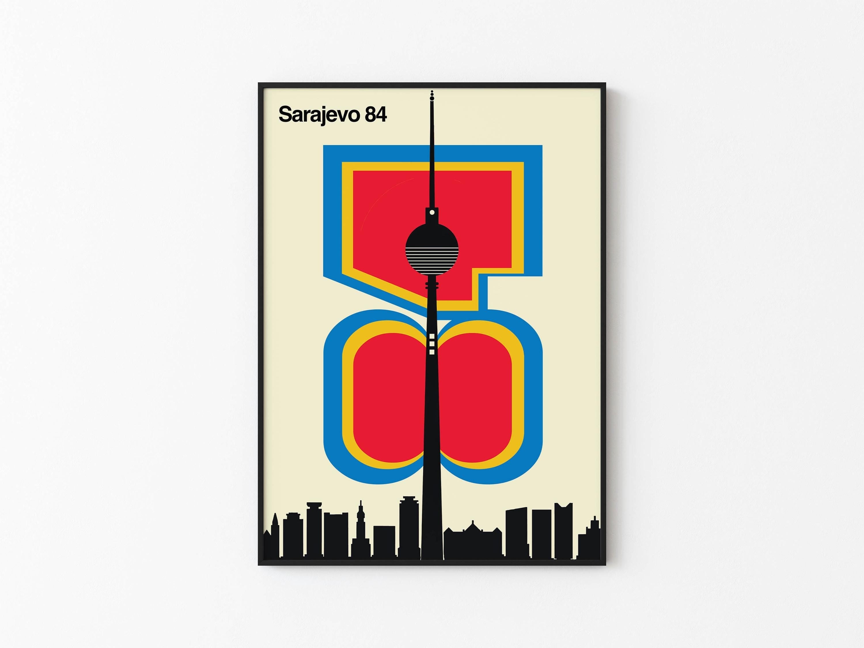 Sarajevo 84 Poster - A Tribute to 84 Winter Olympics - Made by Enes Guler - Bosnia & Yugoslavia - Yugonostalgia Art101.shop