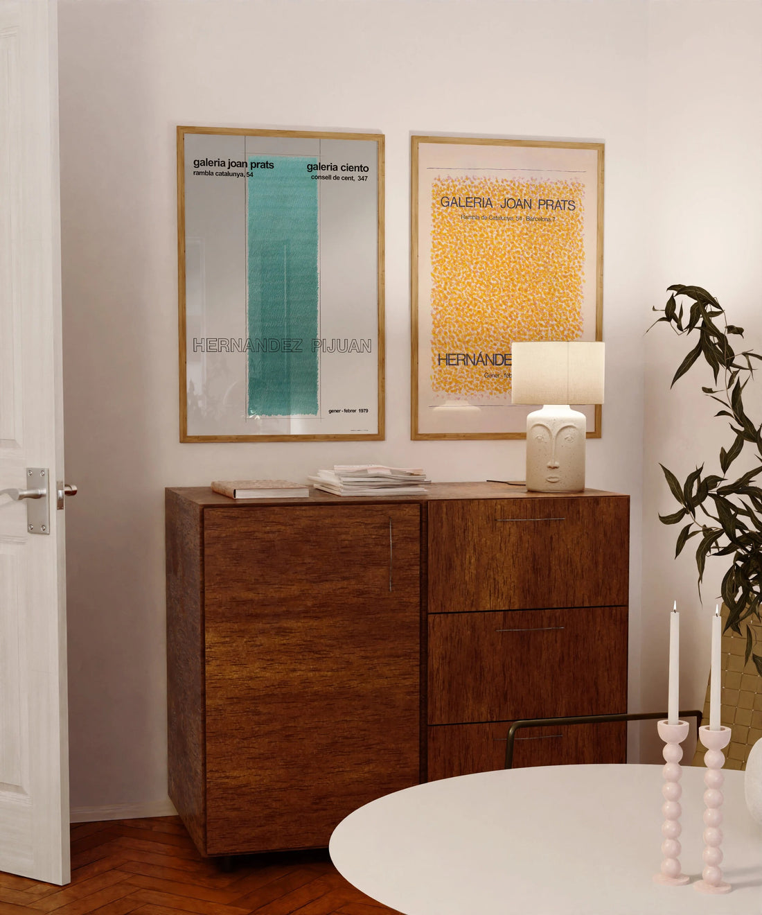 Hernandez Pijuan Çiftli Set / İki Uyumlu Parça / Noktalar ve Retro - Vintage Posterler