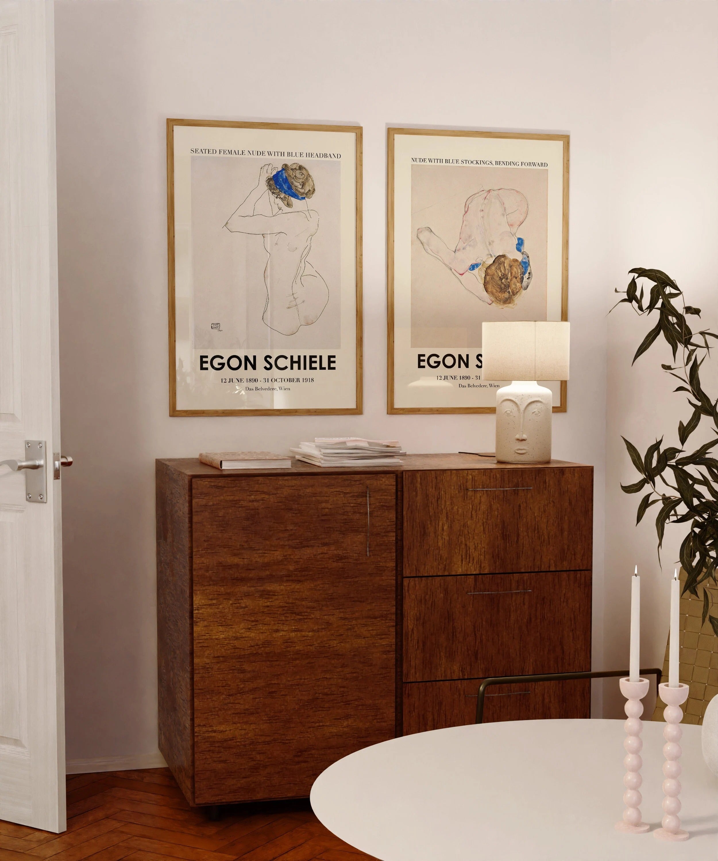 Egon Schiele Sergi Afişi Seti | 2'li Vintage Müze Posteri