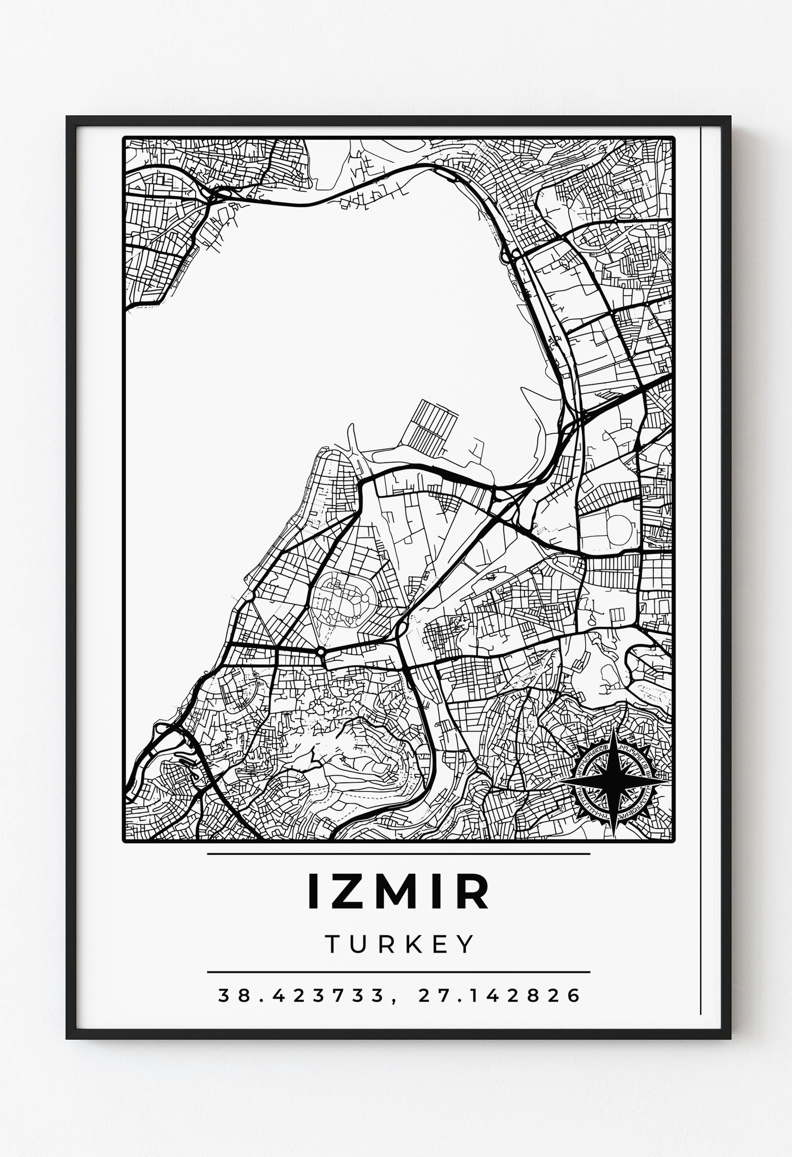 Minimalist İzmir Harita Posteri