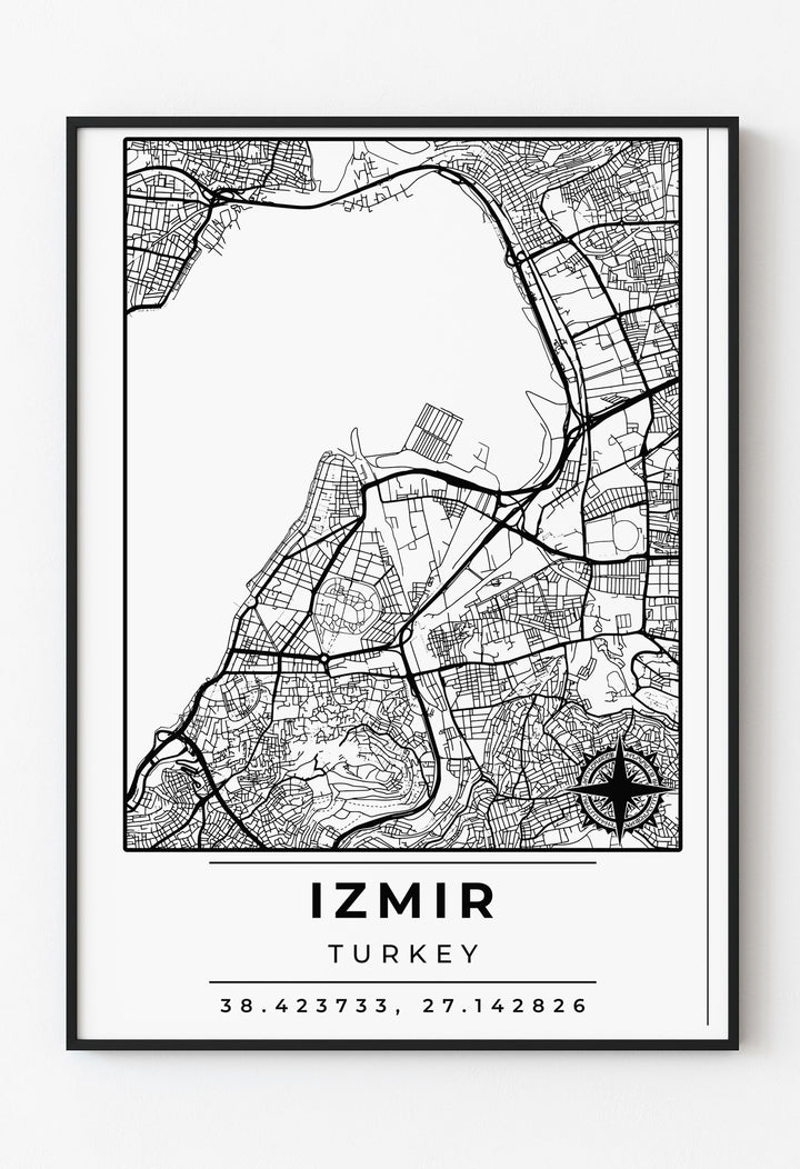 Minimalist İzmir Harita Posteri