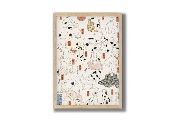 Japon Sanatı Kedi İllüstrasyonu - Vintage Ukiyo-e Poster - Utagawa Kuniyoshi Stili