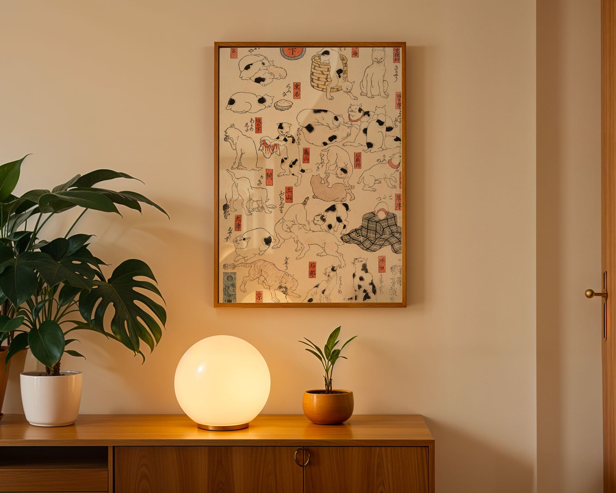 Japon Sanatı Kedi İllüstrasyonu - Vintage Ukiyo-e Poster - Utagawa Kuniyoshi Stili