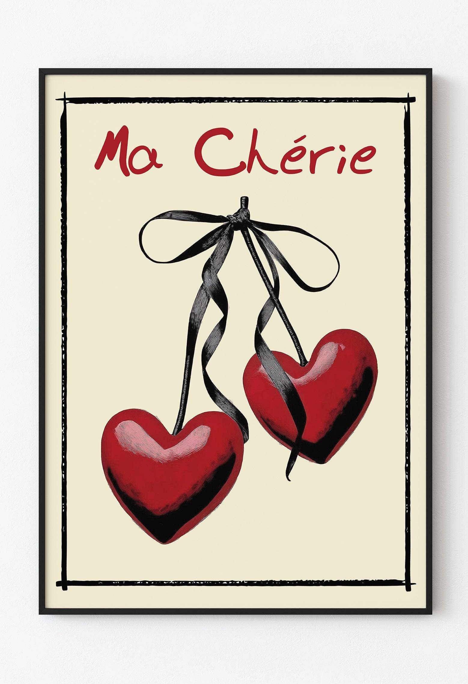 Ma Chérie – Romantik Vintage Afiş - Fransız Esintili Romantik Duvar Dekoru