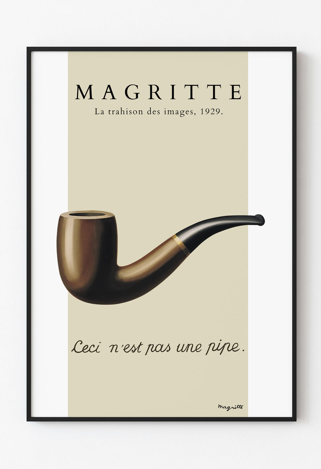 Magritte pipo tablosu yakın çekim detayı, La Trahison des Images 1929 imza tipografisi