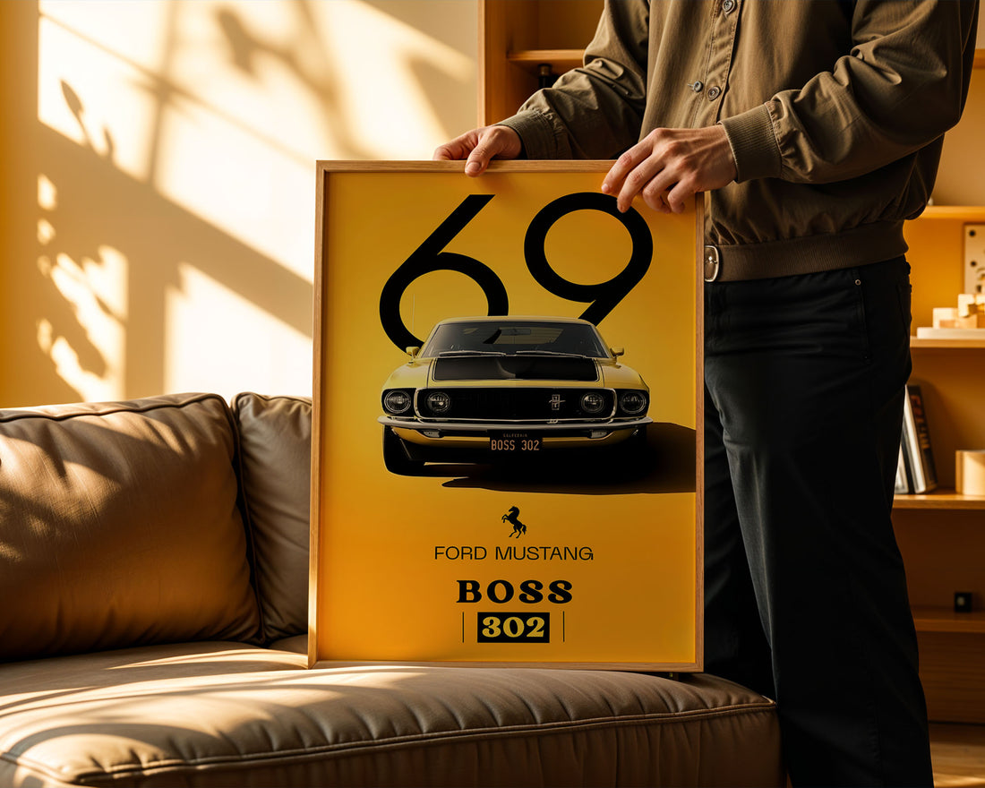 1969 Ford Mustang Boss 302 Klasik Araba Posteri | Retro Duvar Dekoru