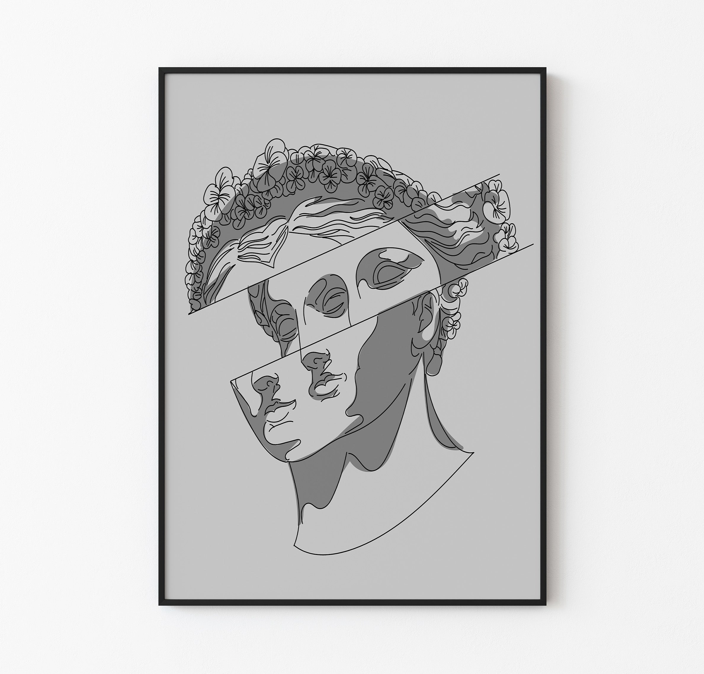 Modern Grek Stil 3’lü Poster Seti | Minimalist Heykel İllüstrasyonları & Tipografik Duvar Tablosu