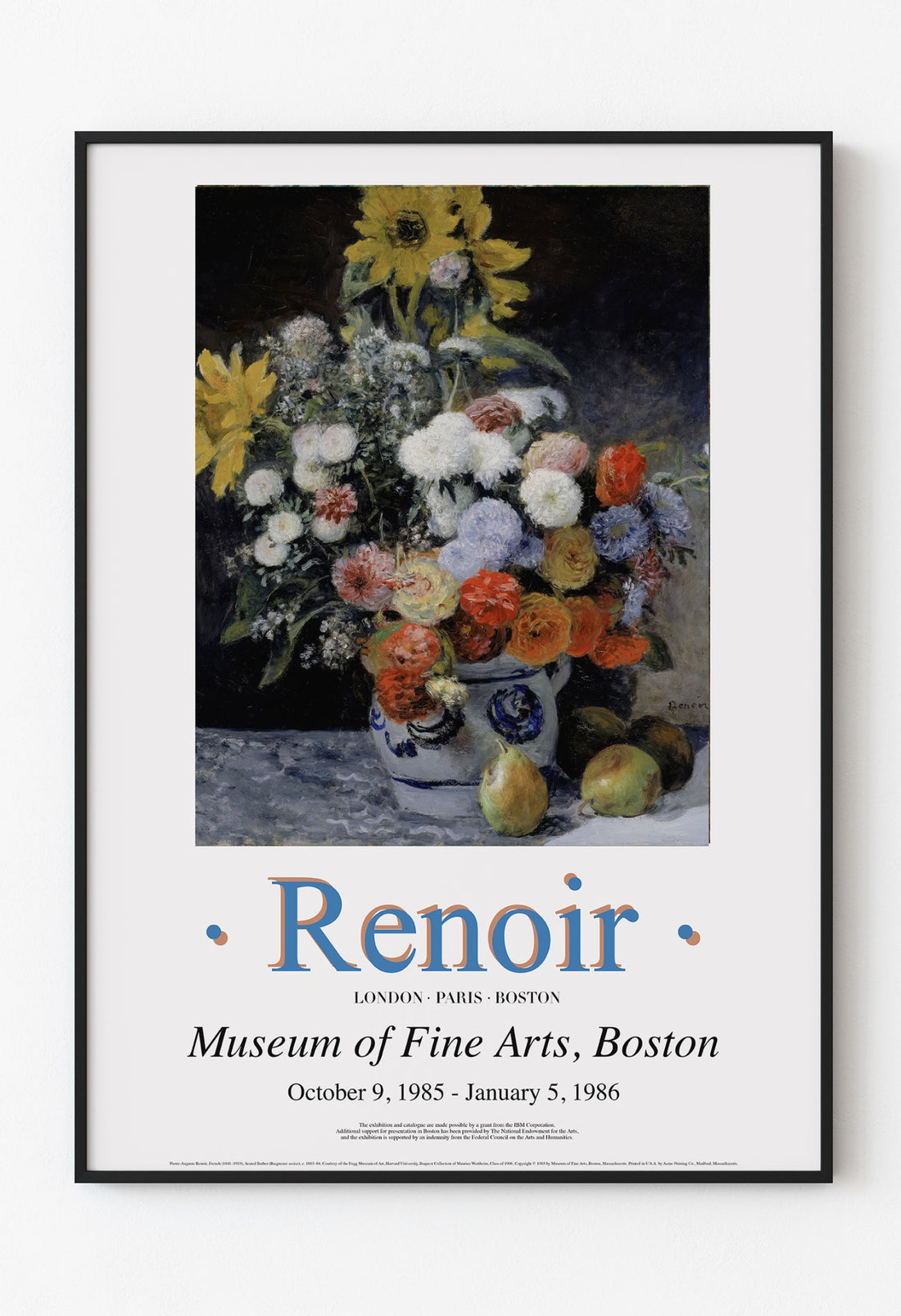 Renoir Still Life Museum of Fine Arts Boston exhibition poster framed mockup