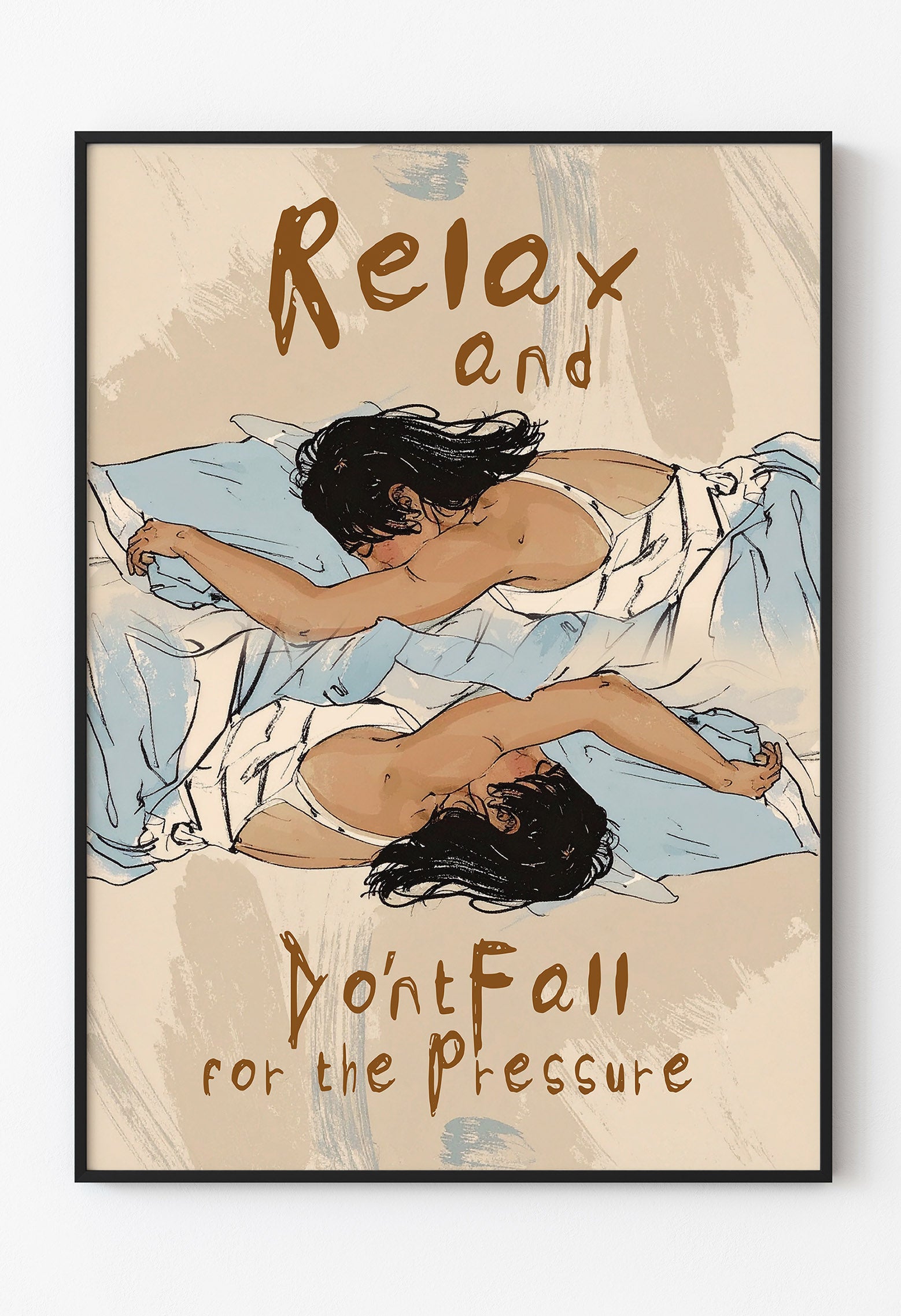 “Rahatla ve Baskıya Boyun Eğme” İllüstrasyon Poster - Bohem Tarz Sanat Baskısı