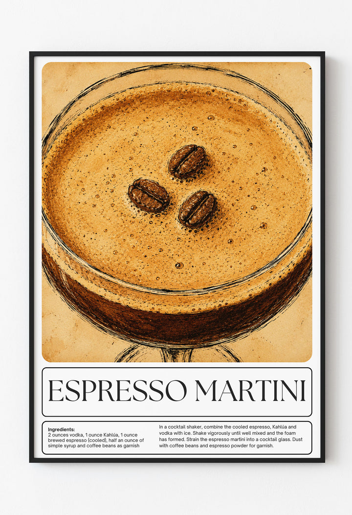 Espresso Martini Poster | Vintage Kokteyl Duvar Dekoru