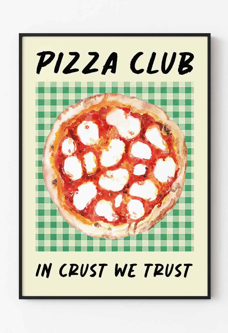 Pizza Club Poster - Retro Mutfak Dekoru & Modern Poster Tasarımı