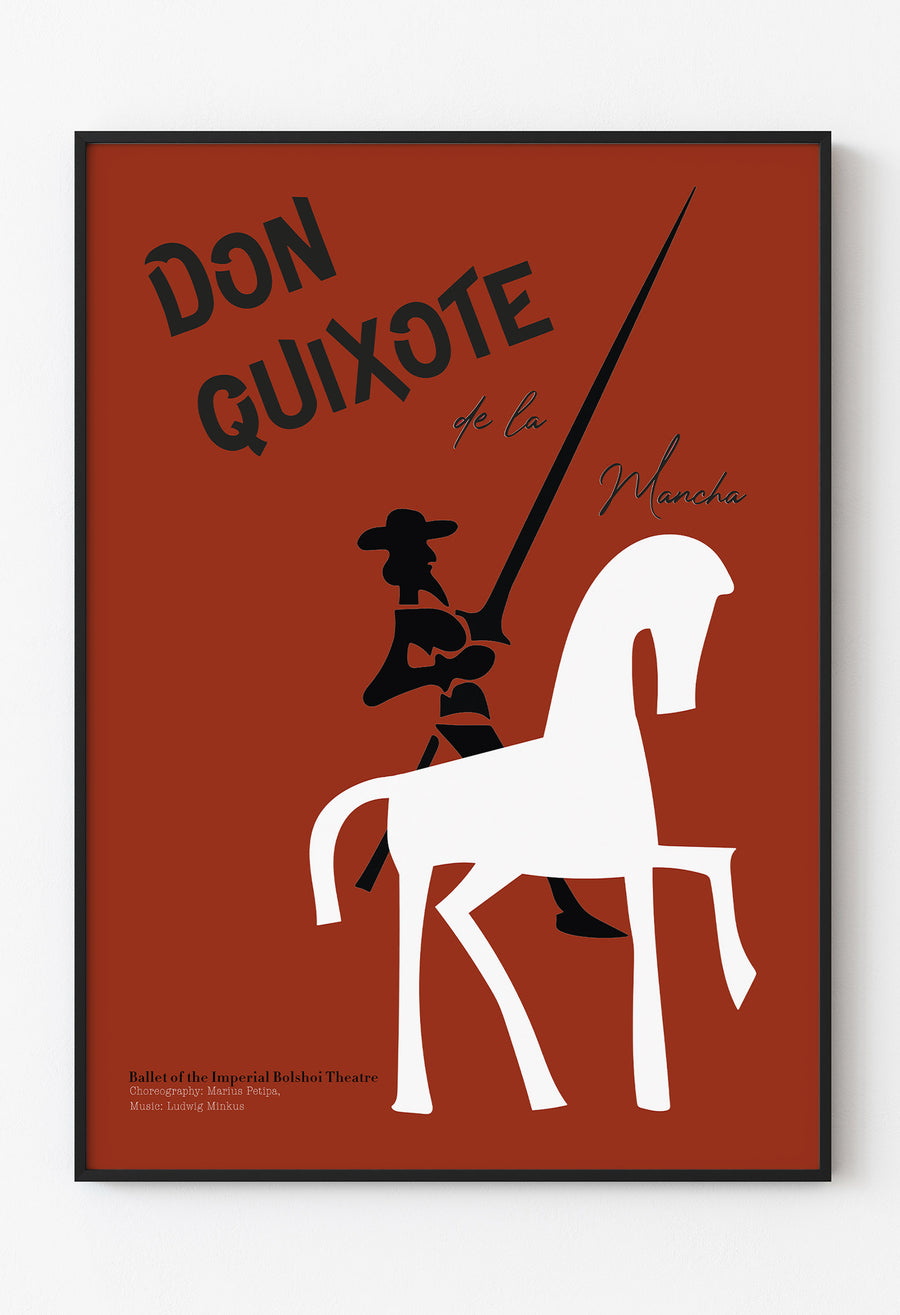 Don Quixote de la Mancha Minimalist Bale Posteri | Bolshoi Theatre İlhamlı Sanatsal Baskı