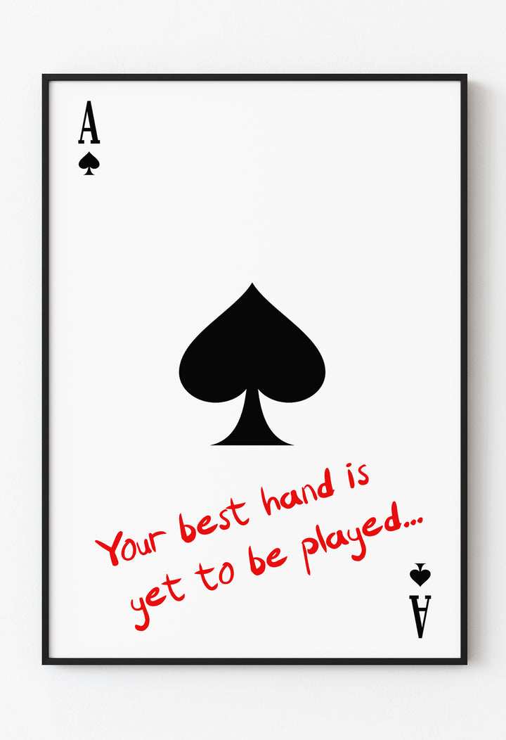 Maça Ası Motivasyon Poster - Minimalist Duvar Sanatı