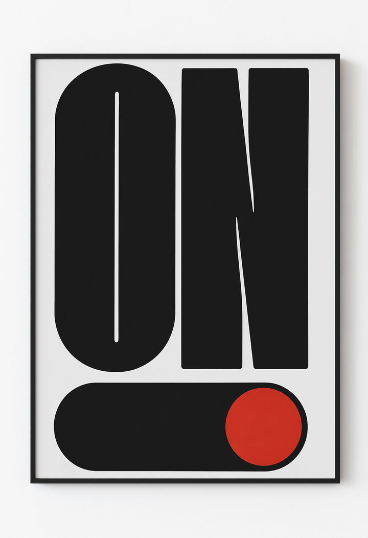 "ON" Tipografi Duvar Tablosu, Minimalist Pop Art Poster