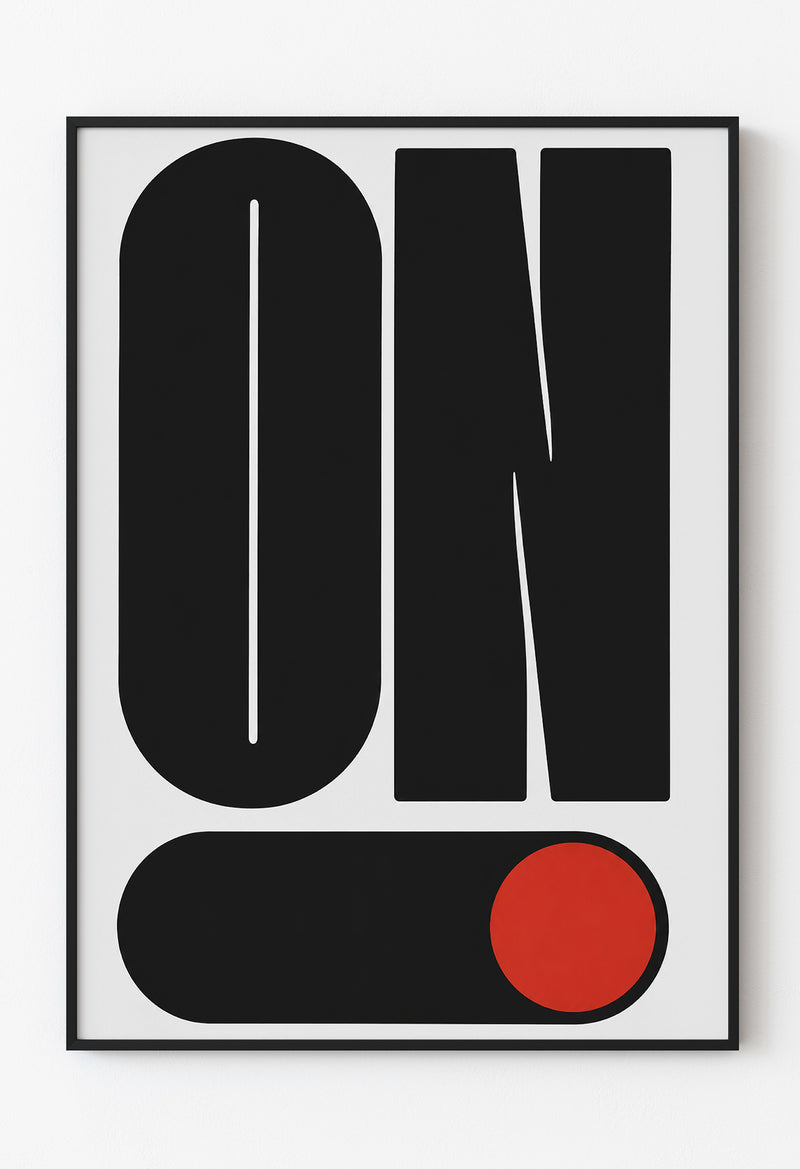 "ON" Tipografi Duvar Tablosu, Minimalist Pop Art Poster