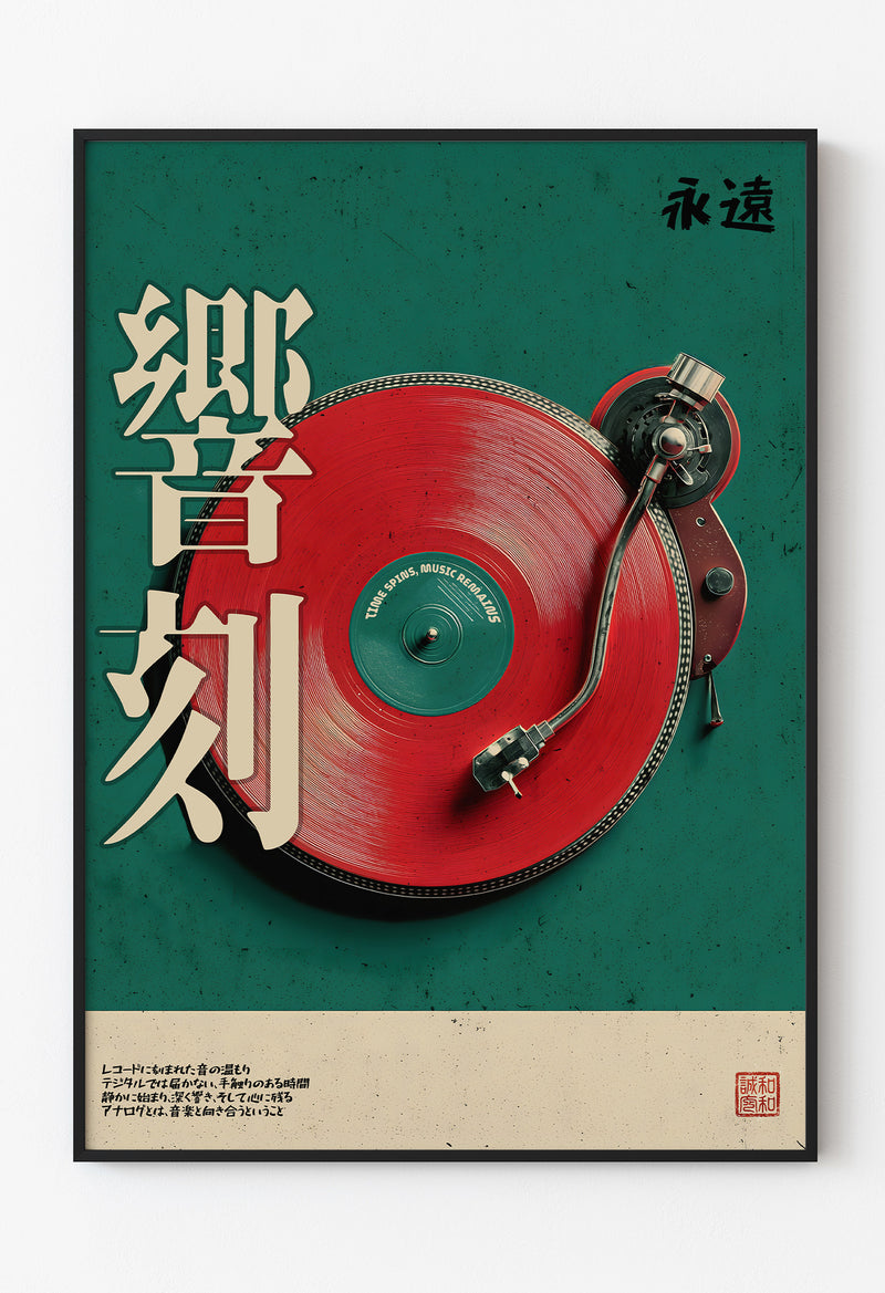 Analogun Özü: Japon Tipografi Retro Plak Posteri – Down Town Gallery Özel Serisi