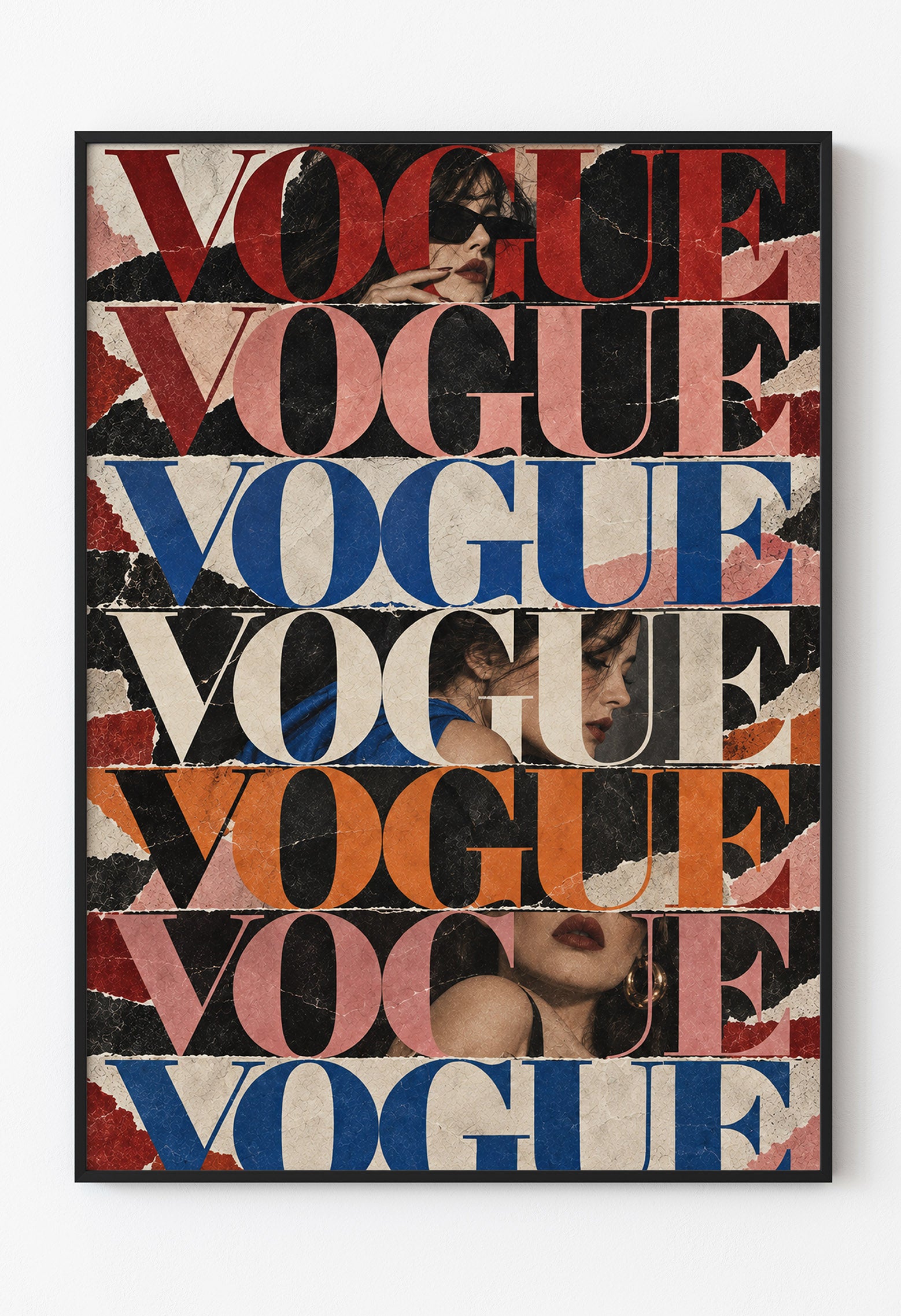 Vogue Kolaj Poster – Retro Fashion Magazine Duvar Dekoru, Vintage Moda Sanatı