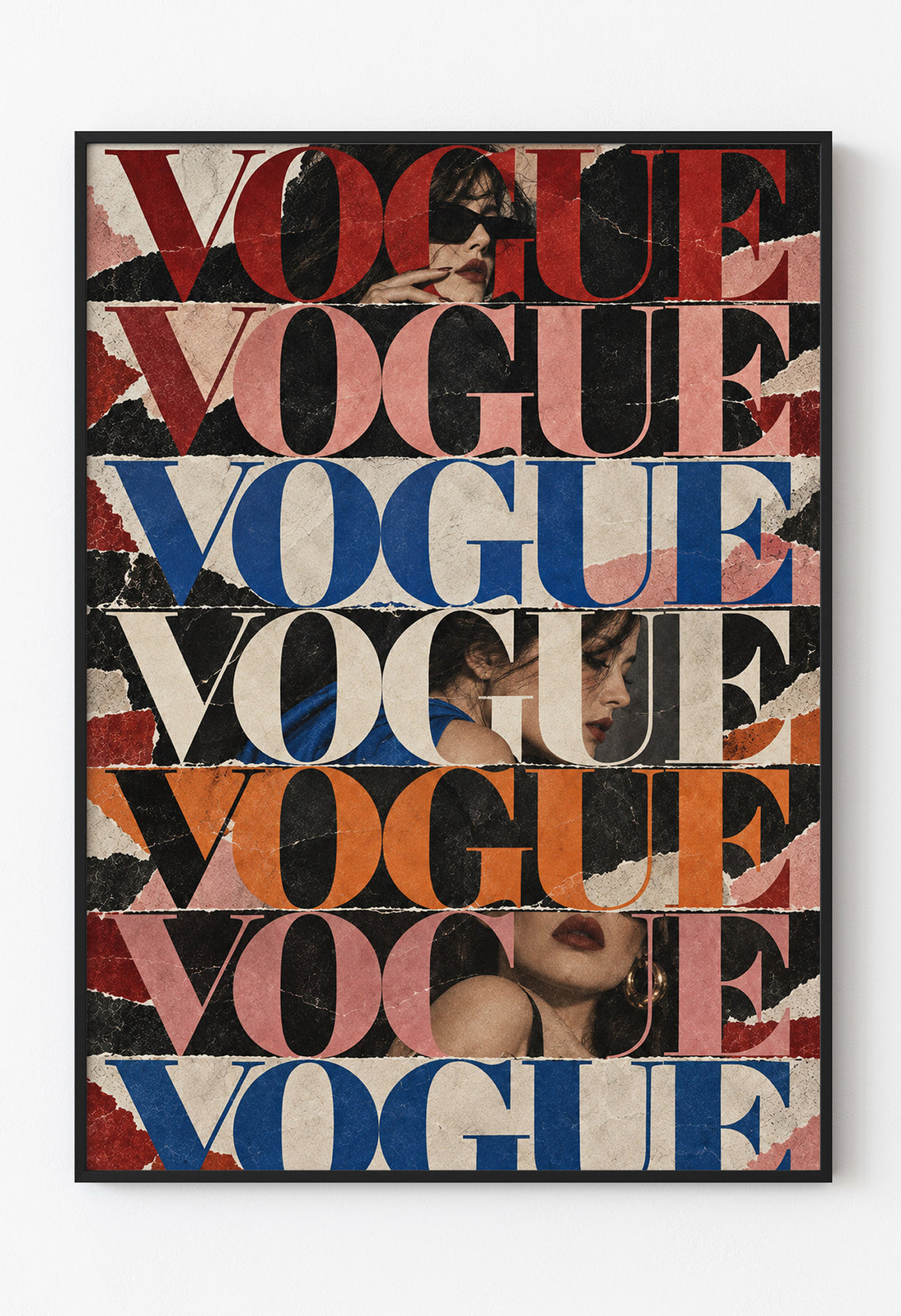 Vogue Kolaj Poster – Retro Fashion Magazine Duvar Dekoru, Vintage Moda Sanatı